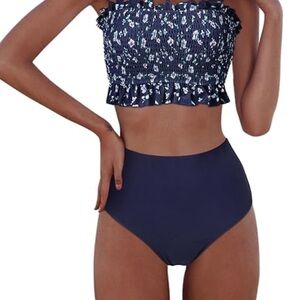 Two Piece Bikini Set Tube Swimsuit Tummy Control Padded NWOT Size M